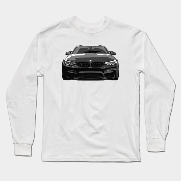 Grey BMW M4 Illustration Long Sleeve T-Shirt by KAM Std